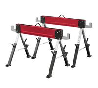 HOMCOM Lot de 2 tréteaux jusqu'à 1160 kg pliables Tréteau réglable en 7 positions 64-81 cm Tréteau en métal avec poignée Rouge
