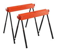 HOMCOM Lot de 2 Tréteaux Pliables en Métal, Charge Max. 500 kg, Orange | Tréteaux Portables, Hauteur Réglable 71-85,5cm, Poignée de Transport, Support 2x4, pour Bricolage, Sciage, 93 x 50 x 85,5 cm