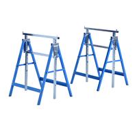 HomCom Tréteaux pliables télescopiques Lot de 2 – Hauteur réglable 80–130 cm Bleu