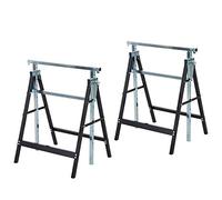 HOMCOM Lot de 2 tréteaux Pliables télescopiques Hauteur réglable 80-130 cm Noir