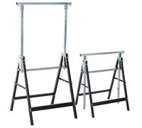 HOMCOM Lot de 2 tréteaux pliables télescopiques hauteur réglable 80-130 cm noir