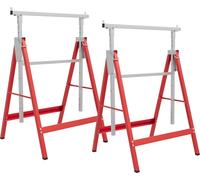 HOMCOM Lot de 2 tréteaux pliables télescopiques hauteur réglable 80-130 cm rouge