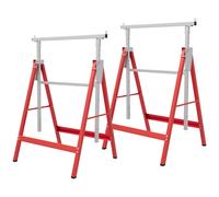 HOMCOM Lot de 2 tréteaux pliables télescopiques hauteur réglable 80-130 cm rouge