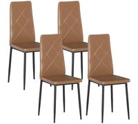 HOMCOM Lot de 4 Chaises de Salle à Manger Modernes avec Dossier Haut en Simili Cuir et Acier, 41x50x97 cm, Marron