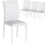 HOMCOM Lot de 4 Chaises de Salle à Manger Modernes Rembourrées Blanc | Chaises de Cuisine, Capitonnage Rhombique, Pieds en Métal, pour Salon, Maison