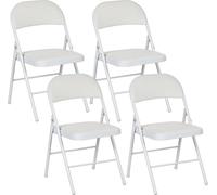 HOMCOM Lot de 4 chaises pliantes chaises de salle à manger portables chaise pliable d'intérieur avec coussin en revêtement synthétique et cadre en acier dim. 45l x 46P x 78H cm blanc