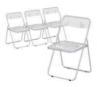 HOMCOM Lot de 4 chaises pliantes en acrylique et acier, chaises pliantes portables pour maison, salle à manger, transparentes