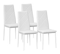 HOMCOM Lot de 4 Chaises Salle à Manger Moderne Dossier Haut, Blanc | Chaises de Cuisine, Style Maison de Campagne, Cadre en Bois de Pin, pour Salon, Chambre, Cuisine