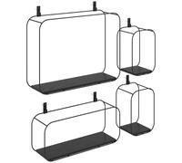 HOMCOM Lot de 4 étagères murales industrielles, étagères flottantes géométriques en métal, pour salon, chambre et bureau, noir