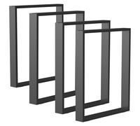 HOMCOM Lot de 4 pieds rectangulaires en acier noir pour table - hauteur 72 cm - design contemporain