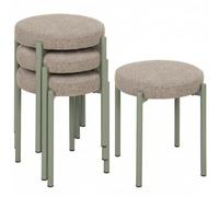HOMCOM Lot de 4 Tabourets Empilables sans Dossier 45x45x47,5cm Marron Clair | Assise Rembourrée en Mousse, Tabourets Ronds, Gain de Place, Siège d'Appoint pour Cuisine, Salle à Manger, Bureau