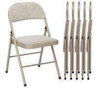 HomCom Lot de 6 chaises pliantes d'intérieur - coussin en lin, cadre acier 45 x 46 x 78 cm Beige