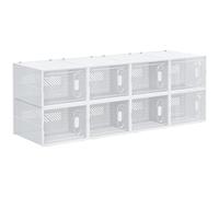 HOMCOM Lot de 8 Boites Cubes Rangement à Chaussures Modulable avec Portes Transparentes - 28 x 36 x 21 cm