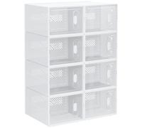 HOMCOM Lot de 8 boites cubes rangement à chaussures modulable avec portes transparentes - dim. 25L x 35l x 19H cm
