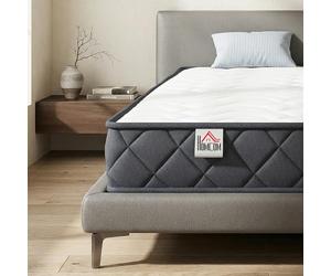 HOMCOM Matelas 160x200cm, Matelas 2 Personnes, Mousse à Mémoire de Forme, 20cm d'Épaisseur, Mousse Découpée en Vagues et Bords Renforcés, Certifié Oeko-Tex, Fermeté Moyenne