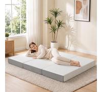 HOMCOM Matelas Pliant en 3 Parties Mousse Mémoire Gel 140x190x15cm Blanc | Matelas d'Appoint, Housse Lavable, Poche Latérale, pour Invités, Camping, Voyage, Certifié Oeko-Tex