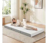 HOMCOM Matelas Pliant tri-Fold 75x195x10cm Portable | Matelas de sol pliable avec housse lavable, poche latérale, mousse à mémoire de forme gel, invités/camping/voyage, Oeko-Tex