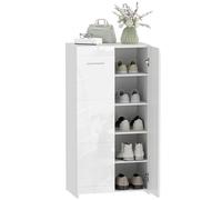 Meuble à chaussures - HOMCOM - 10 paires - 5 niveaux étagères réglables - panneau de particules - 55x36x108cm - blanc brillant