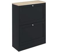 HOMCOM Meuble à Chaussures 12 Paires, Armoire à Chaussures Étroite Moderne avec 2 Tiroirs Rabattables et Étagères Réglables, pour Couloir et Entrée, 60 x 23,5 x 80 cm, Noir