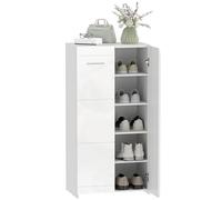 HOMCOM Meuble à Chaussures 2 Portes 5 étagères 55x36x108cm Blanc Brillant