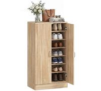 HOMCOM Meuble à Chaussures 2 Portes 55x35x108cm Bois Naturel