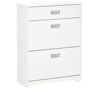 HOMCOM Meuble À Chaussures 2 Tiroirs Rabattables 70L x 29l x 92H Blanc | Étagère Réglable, 1 Tiroir, 1 Comptoir, Jusqu'à 16 Paires