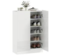 HOMCOM Meuble à Chaussures 20 Paires, Armoire à Chaussures à Haute Brillance 5 Niveaux avec étagères réglables, 2 Portes à Fermeture Douce, Style Moderne, pour Couloir, entrée, 72x34,5x103cm, Blanc