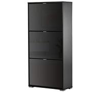 HOMCOM Meuble à Chaussures 3 Portes Abattantes 60 x 26 x 124 cm Noir Laqué