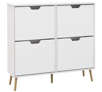 HOMCOM Meuble à Chaussures 4 Abattants 16 Paires 95 x 26 x 95 cm Blanc