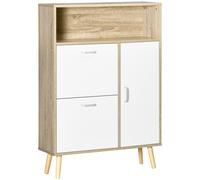HOMCOM Meuble à chaussures armoire à chaussures commode à chaussures 2 portes abattantes 8 paires de chaussures - 80 x 25,5 x 112,5 cm