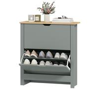 HOMCOM Meuble à chaussures avec 2 compartiments rabattables, cloison réglable pour 8-12 paires, 72 x 26 x 80 cm, Gris clair