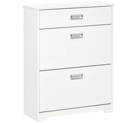 HOMCOM Meuble à chaussures avec 2 tiroirs rabattables étagère réglable + 1 tiroir + 1 comptoir jusqu'à 16 paires 70L x 29l x 92H BLANC