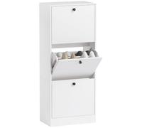 HOMCOM Meuble à Chaussures avec 3 vantaux 12 Paires 47x28x115cm Blanc | Étagère à chaussures, séparateur réglable, meuble à chaussures, meuble à chaussures étroit