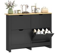 HOMCOM - meuble à chaussures - Bois - 105x26x80cm - Noir, Bois naturel