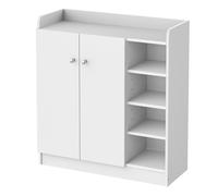 HOMCOM Meuble à chaussures, commode à chaussures, étagère à chaussures, 4 étagères, 1 placard, 83 cm x 30 cm x 90 cm, Blanc