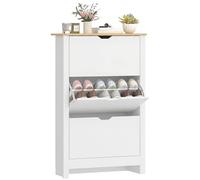 HOMCOM Meuble à Chaussures étroit avec 3 vantaux 72x26x112cm Blanc