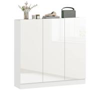 HOMCOM Meuble à Chaussures Slim d'Entrée pour 25-30 Paires de Chaussures avec Portes à Fermeture Amortie, Blanc Brillant