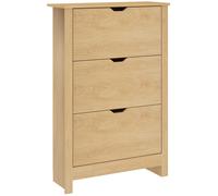 HOMCOM Meuble à chaussures slim pour 18 paires, 3 tiroirs avec 2 étagères réglables et amovibles, 72x26x112 cm, Naturel