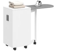 HOMCOM Meuble à Repasser 2 en 1 Pliante roulettes 128 x 43 x 83 cm Blanc