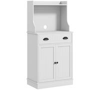 HOMCOM Meuble armoire micro-ondes pour cuisine avec espace ouvert 1 tiroir et placard 2 portes 61 x 35 x 125,4 cm blanc