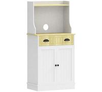 HOMCOM Meuble armoire micro-ondes pour cuisine avec espace ouvert 1 tiroir et placard 2 portes 61 x 35 x 125,4 cm chêne