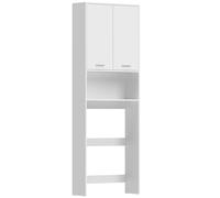HOMCOM Meuble au-dessus machine à laver, armoire haute de salle de bain avec 2 portes et niche ouverte, 66 x 24 x 191 cm, Blanc