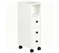 Meuble bas colonne rangement salle de bain à roulettes blanc dim. 18L x 30l x 68,5H cm Blanc G