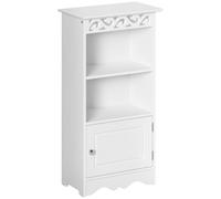 Homcom Meuble Bas de Salle de Bain Armoire de Toilette 2 Casiers 1 Placard Porte Design Moderne MDF 40 x 23 x 80 cm Blanc