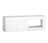 HOMCOM Meuble bas TV moderne pour le salon avec 2 portes, compartiment ouvert et poignées, pour téléviseurs jusqu'à 152,4 cm, 140 x 40 x 48 cm, blanc