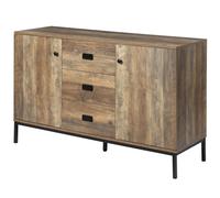 HOMCOM Meuble buffet de rangement 2 placards étagère réglable 3 tiroirs style contemporain - dim. 120L x 39,5l x 77H cm