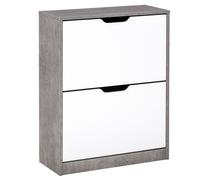 HOMCOM Meuble Chaussures Entrée 2 Portes Battantes Gris Blanc Rangement 8 Paires Aosom France