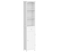 HOMCOM Meuble Colonne de Salle de Bain 34L x 24l x 170H cm Blanc | Meuble Colonne Rangement WC, avec Étagère et Tiroir, Placard