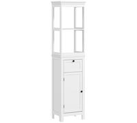 HOMCOM Meuble colonne de salle de bain armoire haute avec 2 étagères, 1 tiroir et 1 placard - 40 x 30 x 165 cm, blanc