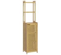 HOMCOM - Meuble colonne de salle de bain - Bambou - 38.5x33x170cm - Bois naturel
